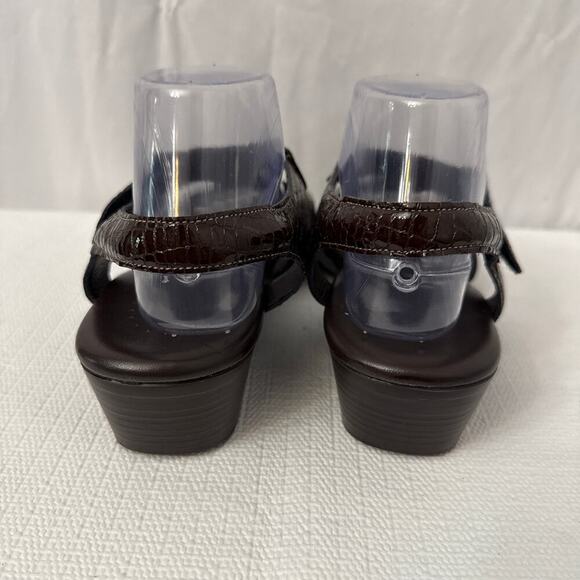 SAS Suntimer Sandals Womens Size 10 M Brown Croc Block Heel Ankle Strap - Picture 6 of 10